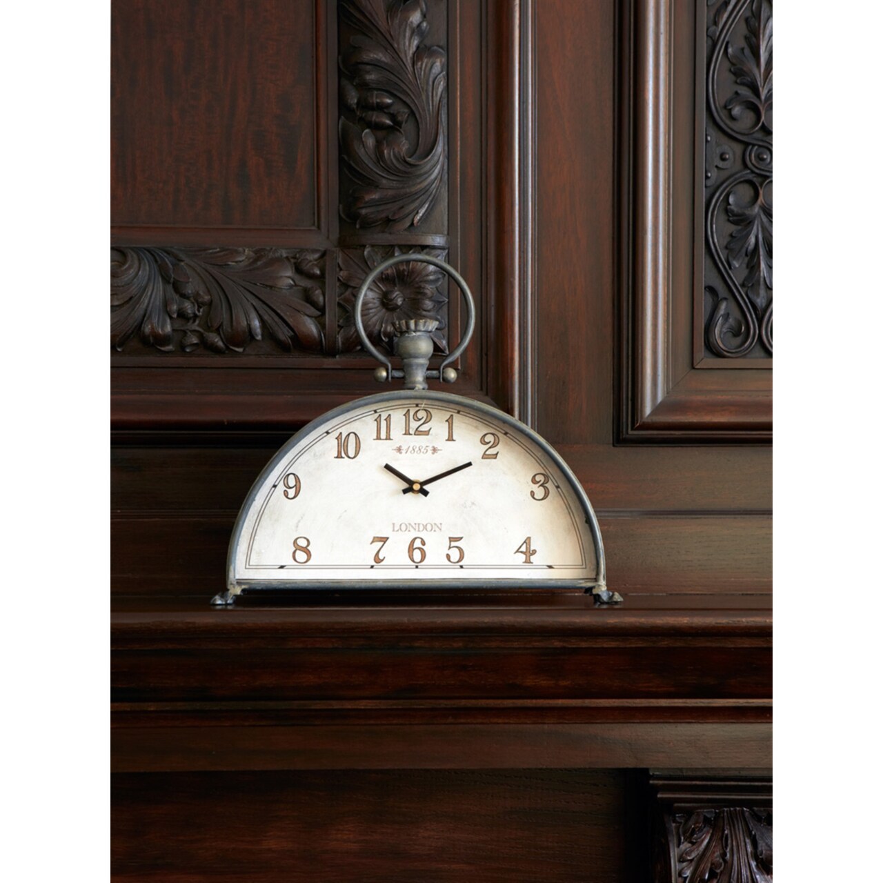 Melrose Mantle Clock 15"L X 13"H Metal, Glass (1 Aa Battery, Not Included)